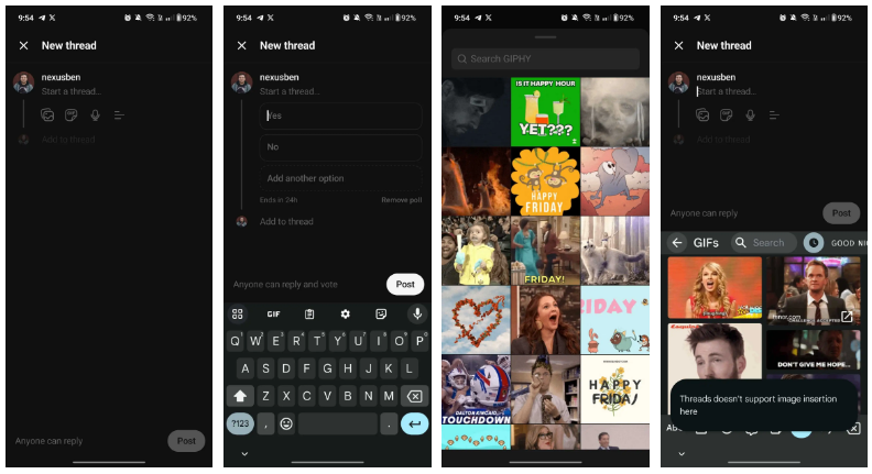 Threads GIF picker polls feature access